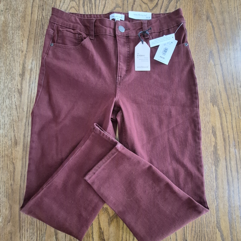 NWT Westbound Jeans EVERY1 Fit Med Brown Rust High Rise Skinny Slimming Smooths